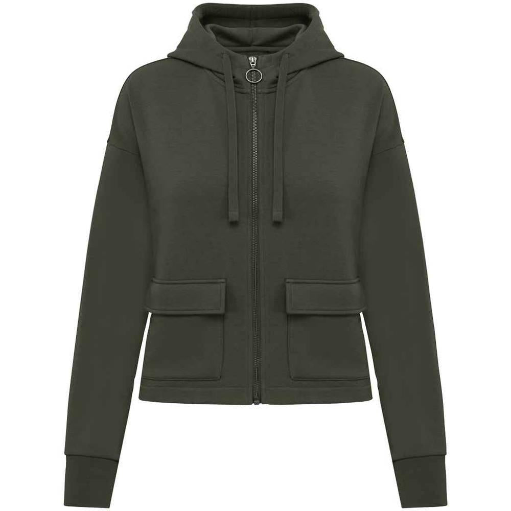 Organic Khaki - Front - Native Spirit Womens-Ladies Full Zip Hoodie