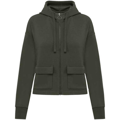Organic Khaki - Front - Native Spirit Womens-Ladies Full Zip Hoodie