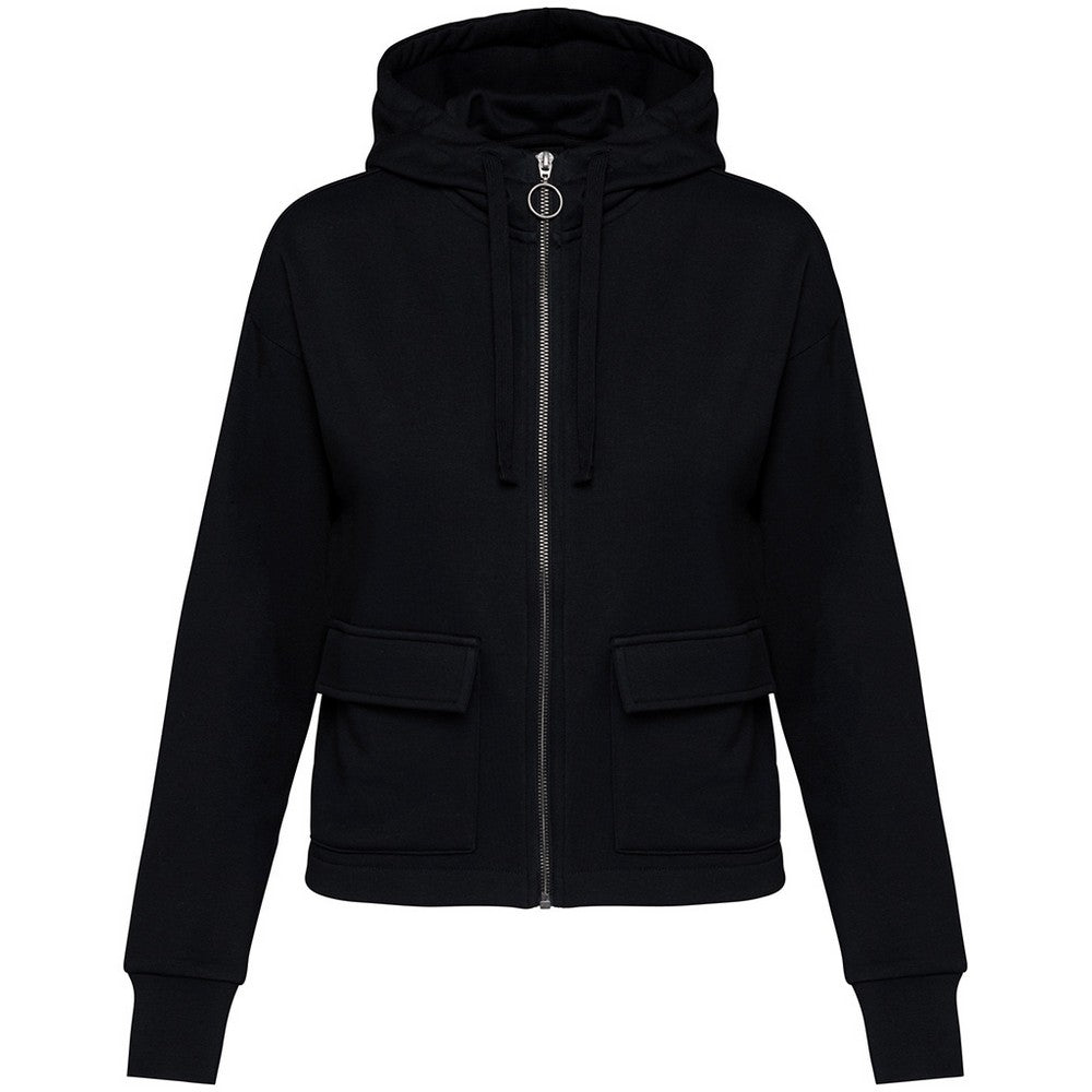 Black - Front - Native Spirit Womens-Ladies Full Zip Hoodie