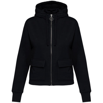 Black - Front - Native Spirit Womens-Ladies Full Zip Hoodie