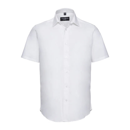 White - Front - Russell Collection Mens Fitted Short-Sleeved Shirt