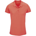Pop Orange - Front - SOLS Womens-Ladies Planet Piqué Organic Polo Shirt