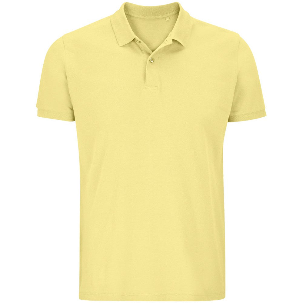 Light Yellow - Front - SOLS Mens Planet Piqué Organic Polo Shirt