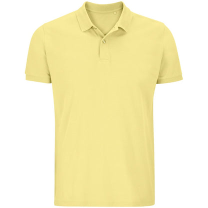 Light Yellow - Front - SOLS Mens Planet Piqué Organic Polo Shirt