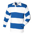 White-Royal Blue - Front - Front Row Mens Stripe Sewn Rugby Polo Shirt