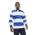 White-Royal Blue - Side - Front Row Mens Stripe Sewn Rugby Polo Shirt