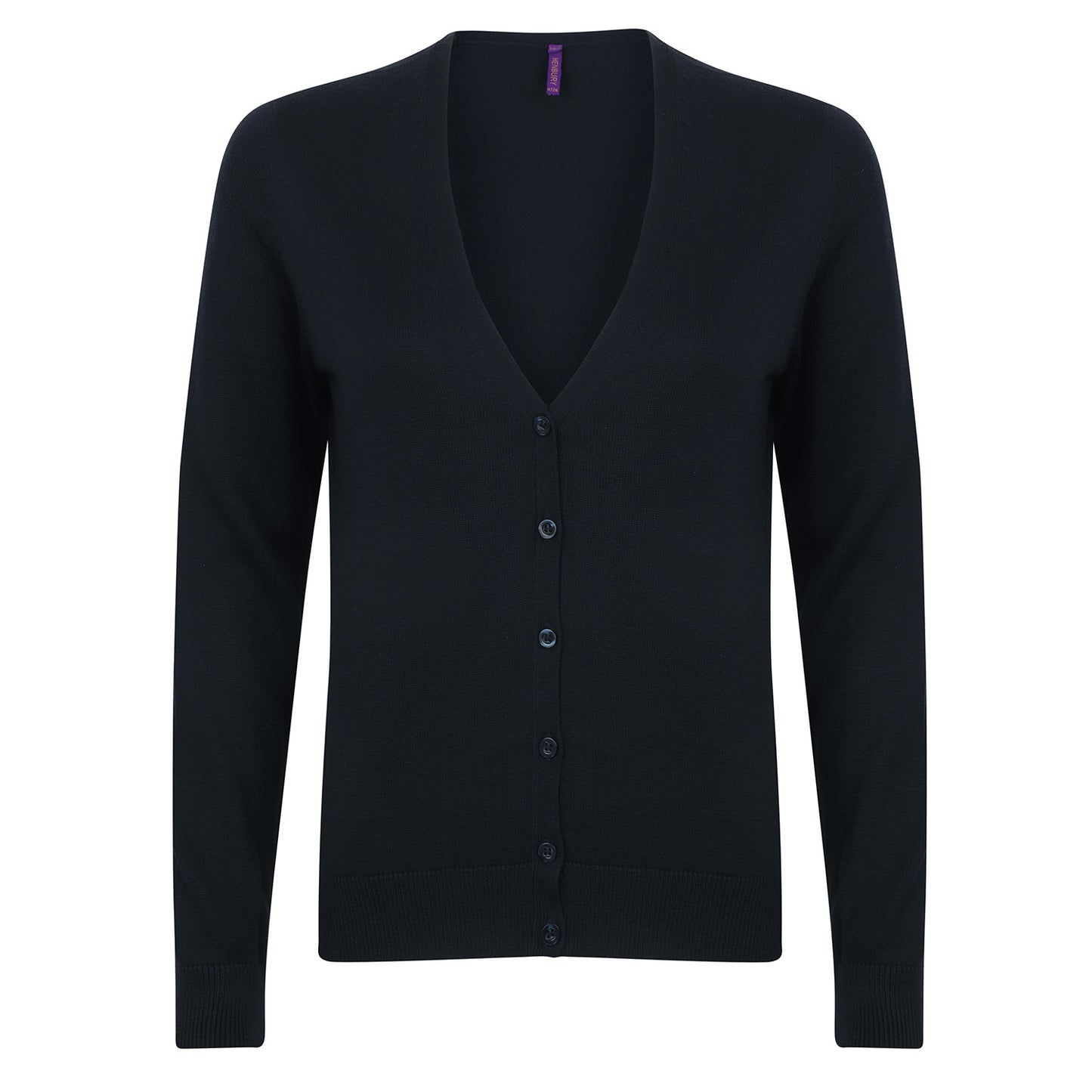 Navy - Front - Henbury Womens-Ladies Lightweight V Neck Cardigan