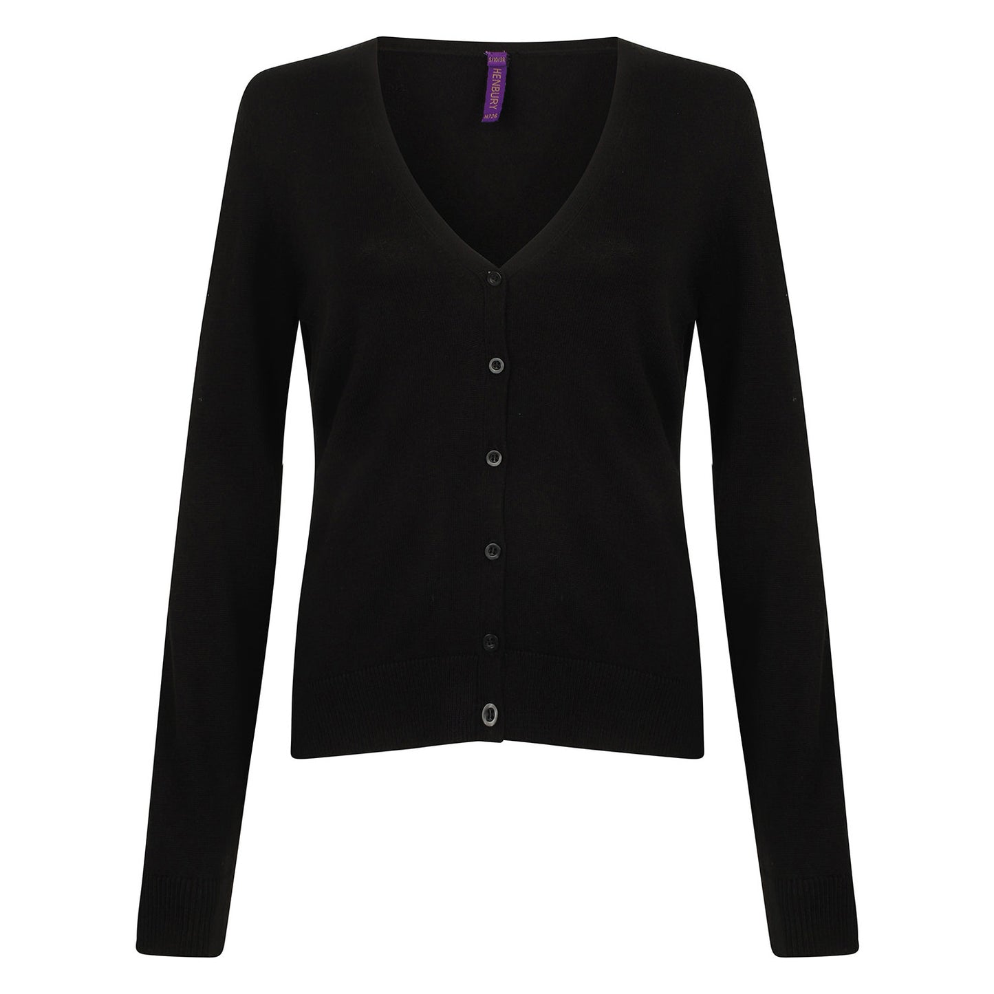 Black - Front - Henbury Womens-Ladies Lightweight V Neck Cardigan