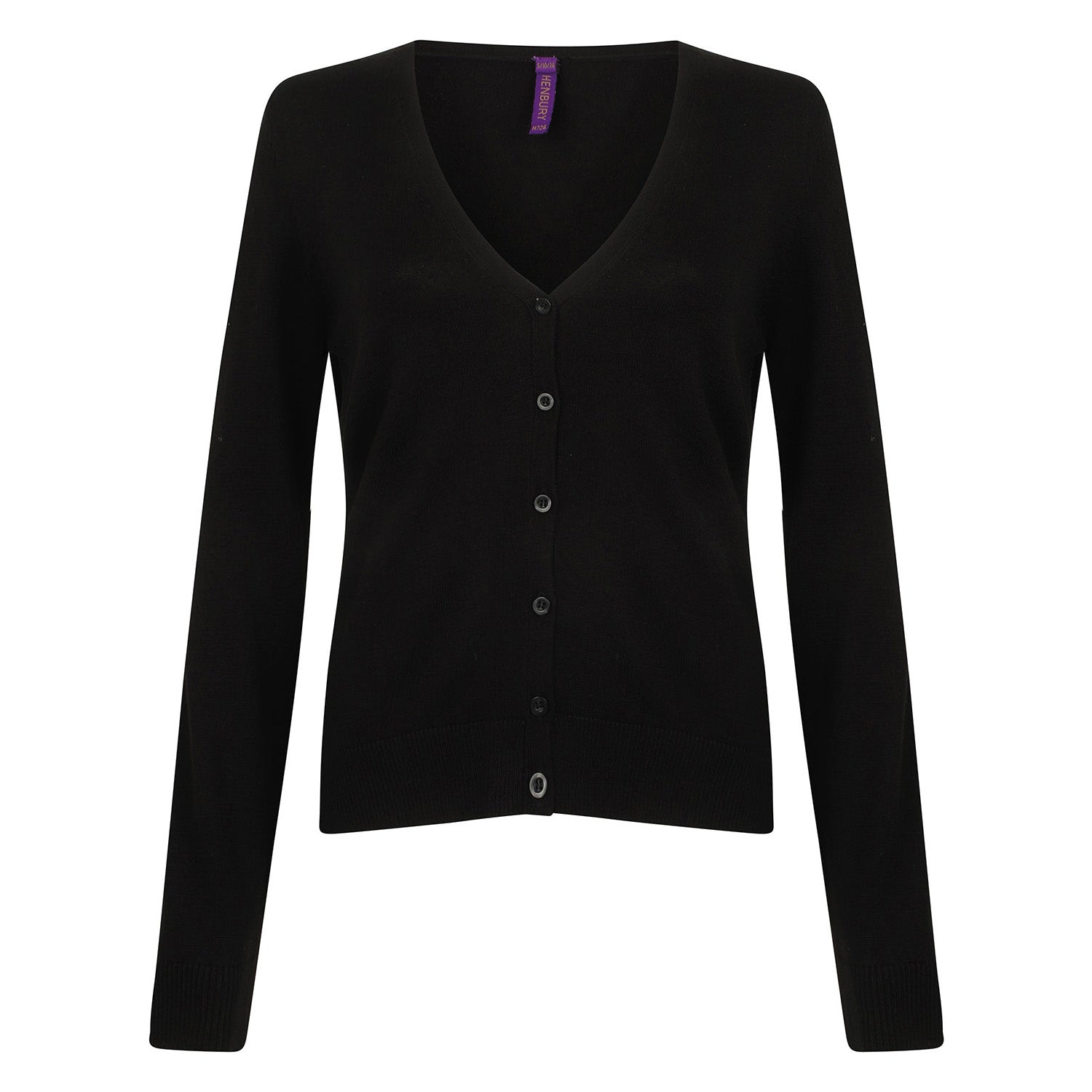 Black - Front - Henbury Womens-Ladies Lightweight V Neck Cardigan