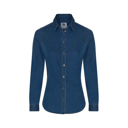 Dark Blue - Front - So Denim Womens-Ladies Lucy Denim Shirt