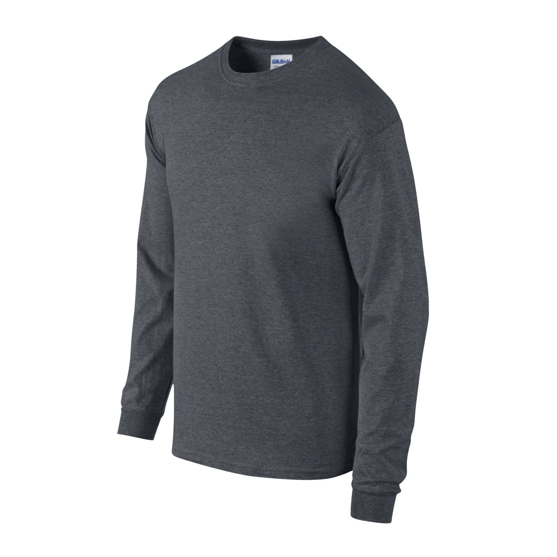 Dark Heather - Side - Gildan Unisex Adult Ultra Heather Cotton Long-Sleeved T-Shirt