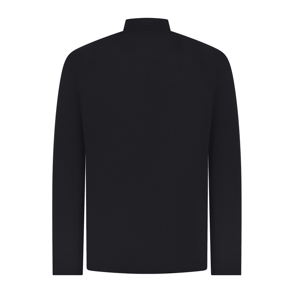 Black - Back - Henbury Mens Zip Neck Top
