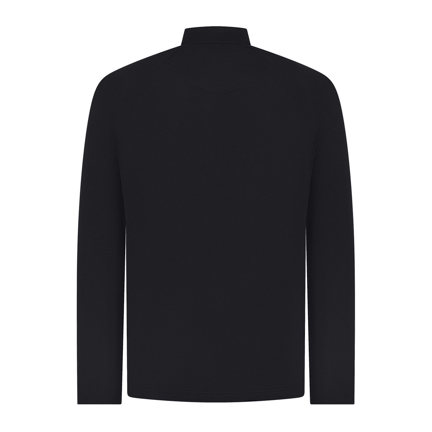 Black - Back - Henbury Mens Zip Neck Top