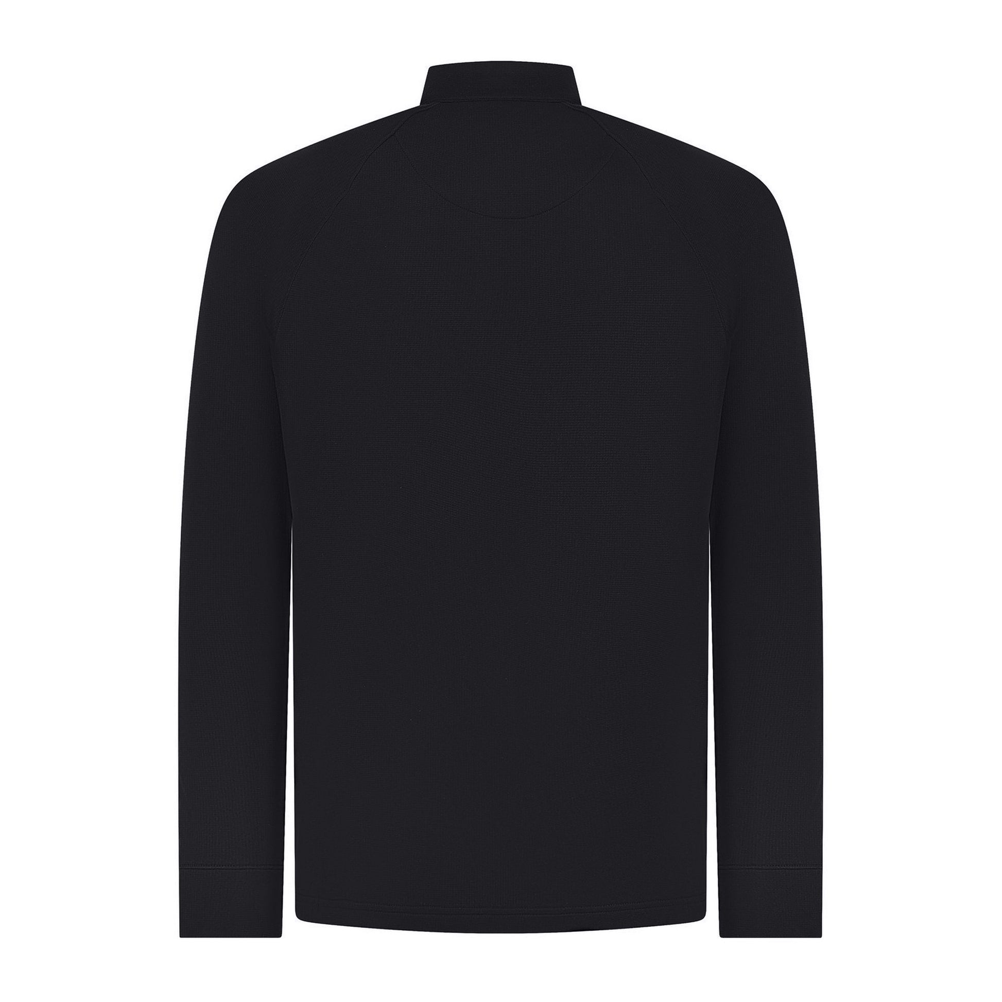 Black - Back - Henbury Mens Zip Neck Top
