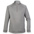 Grey Marl - Front - Henbury Mens Zip Neck Top