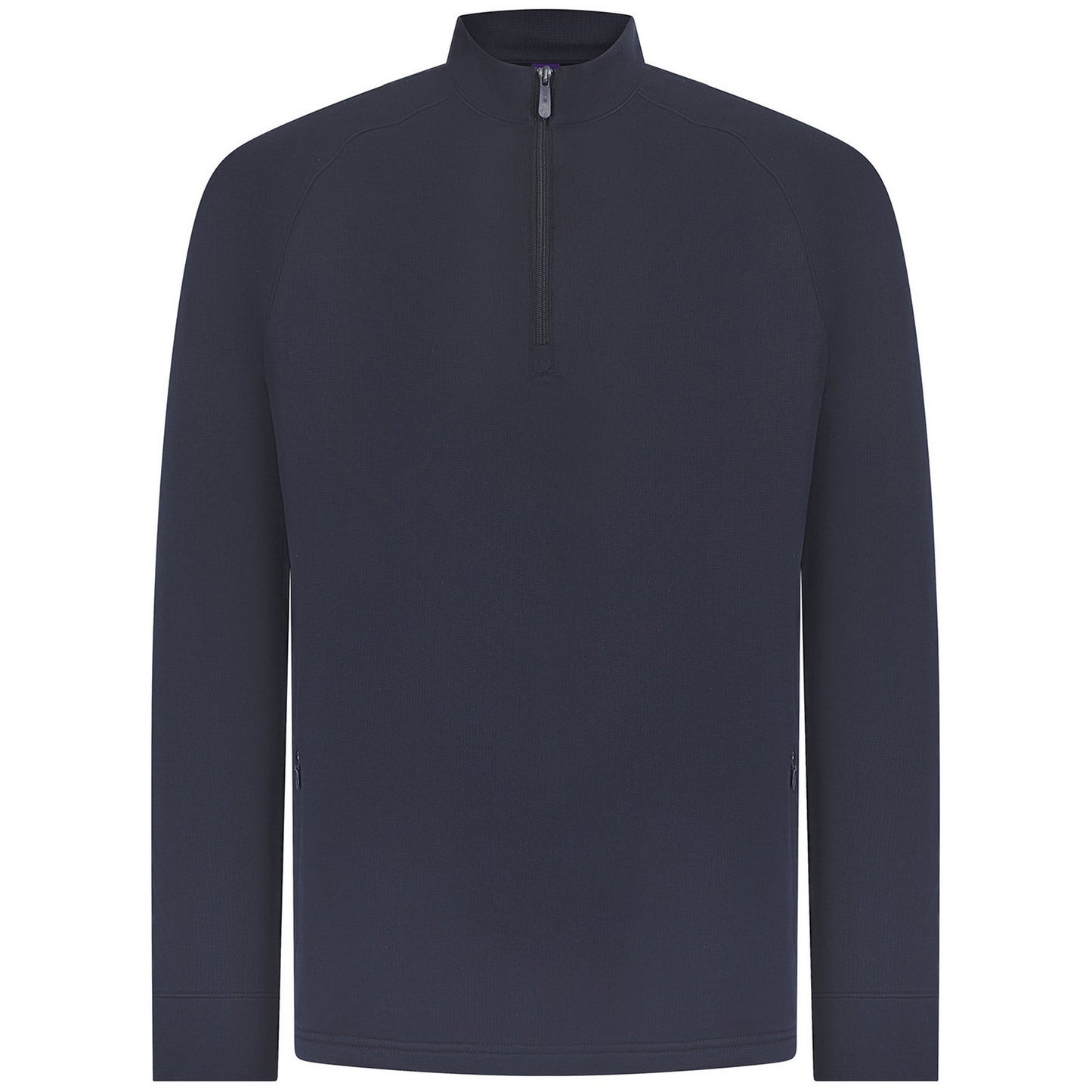Navy - Front - Henbury Mens Zip Neck Top
