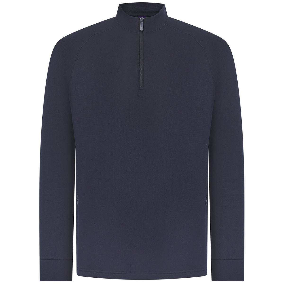 Navy - Front - Henbury Mens Zip Neck Top