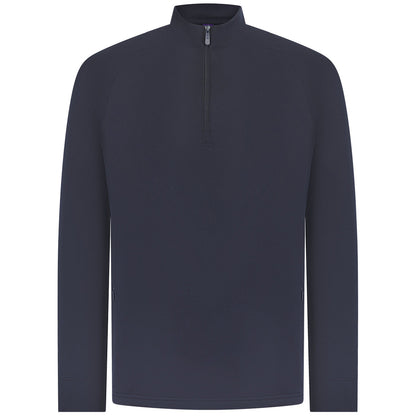 Navy - Front - Henbury Mens Zip Neck Top