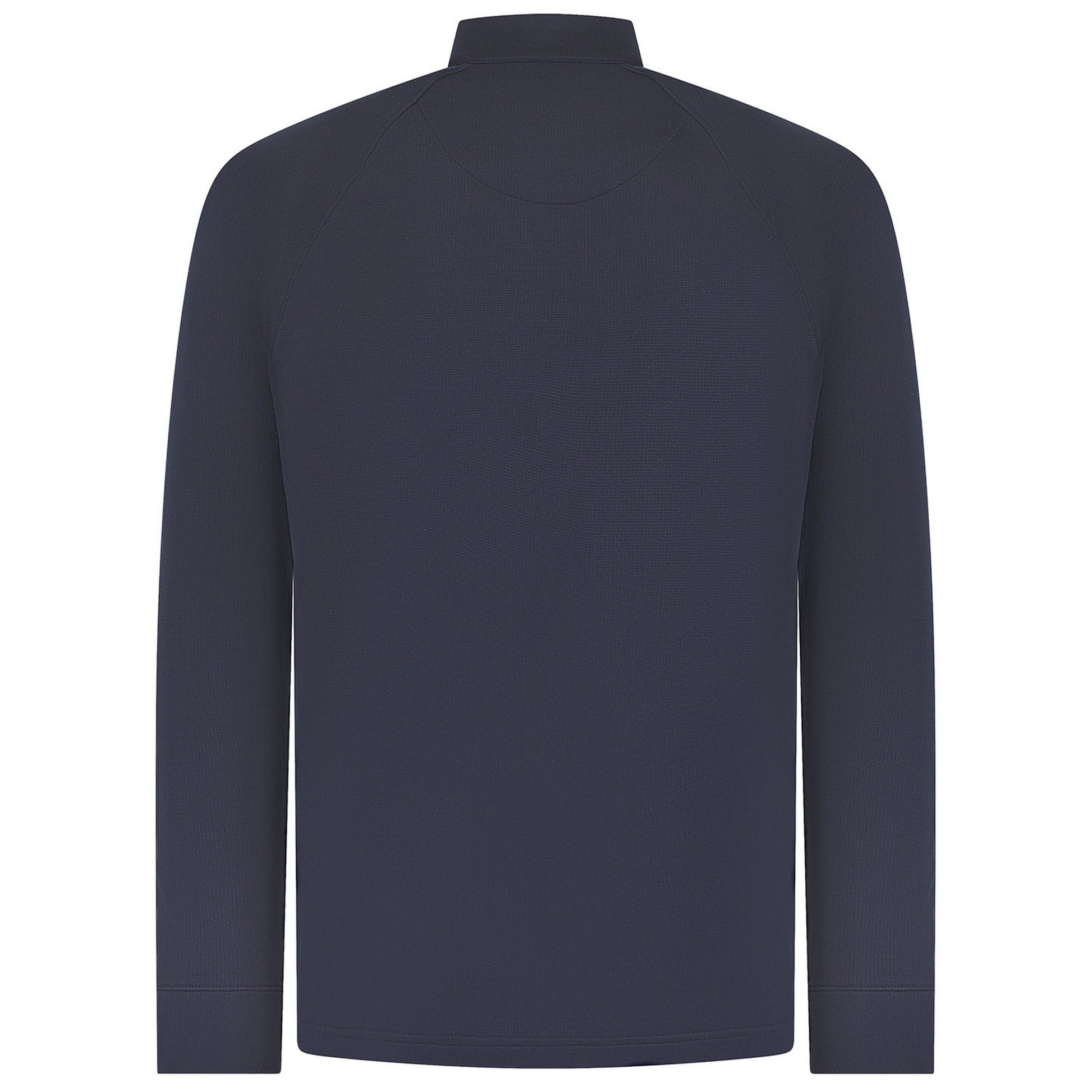 Navy - Back - Henbury Mens Zip Neck Top
