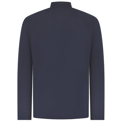 Navy - Back - Henbury Mens Zip Neck Top