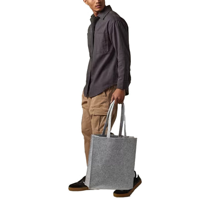 Grey Melange - Side - Bagbase Felt Tote Bag