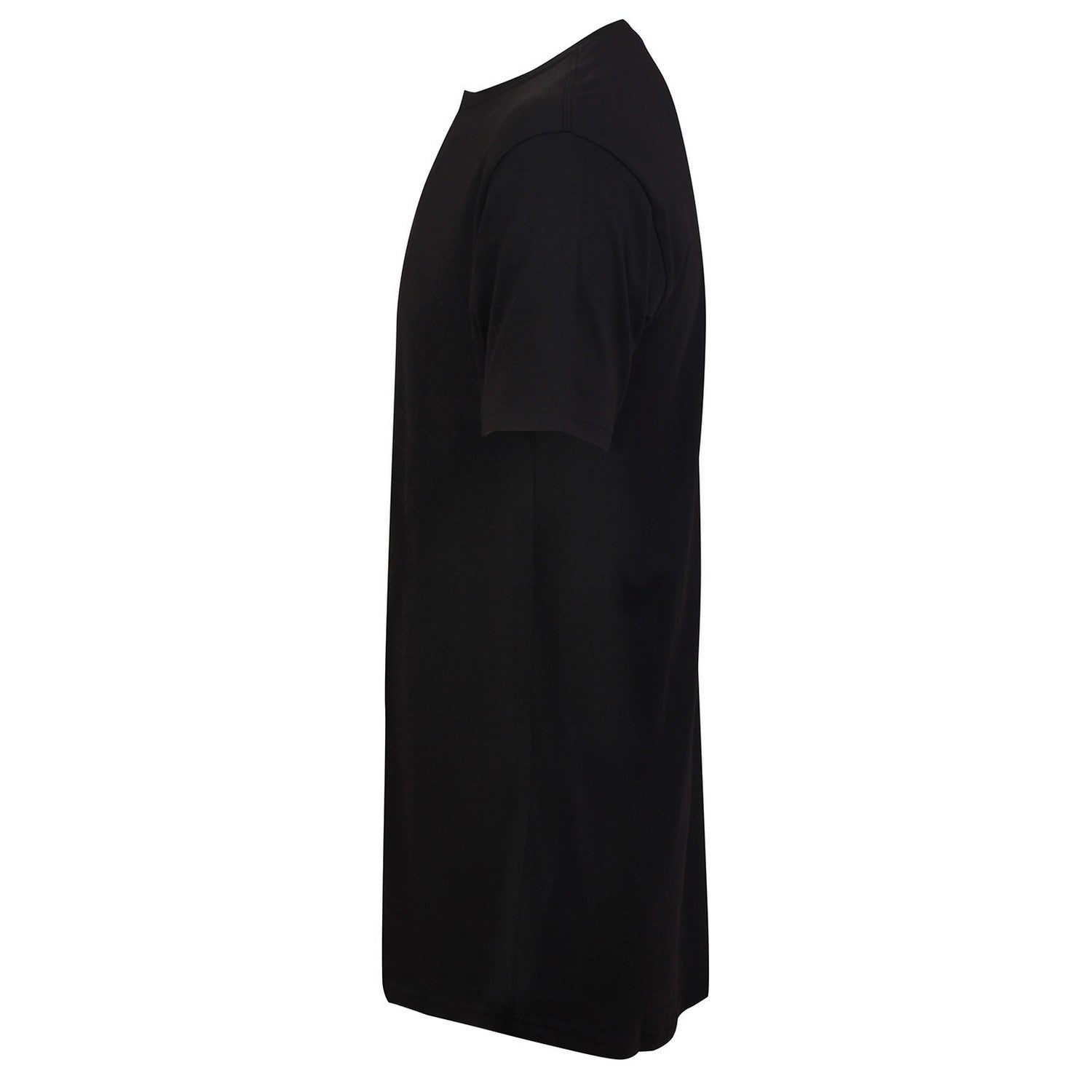 Black - Side - SF Men Mens Dipped Hem Longline T-Shirt