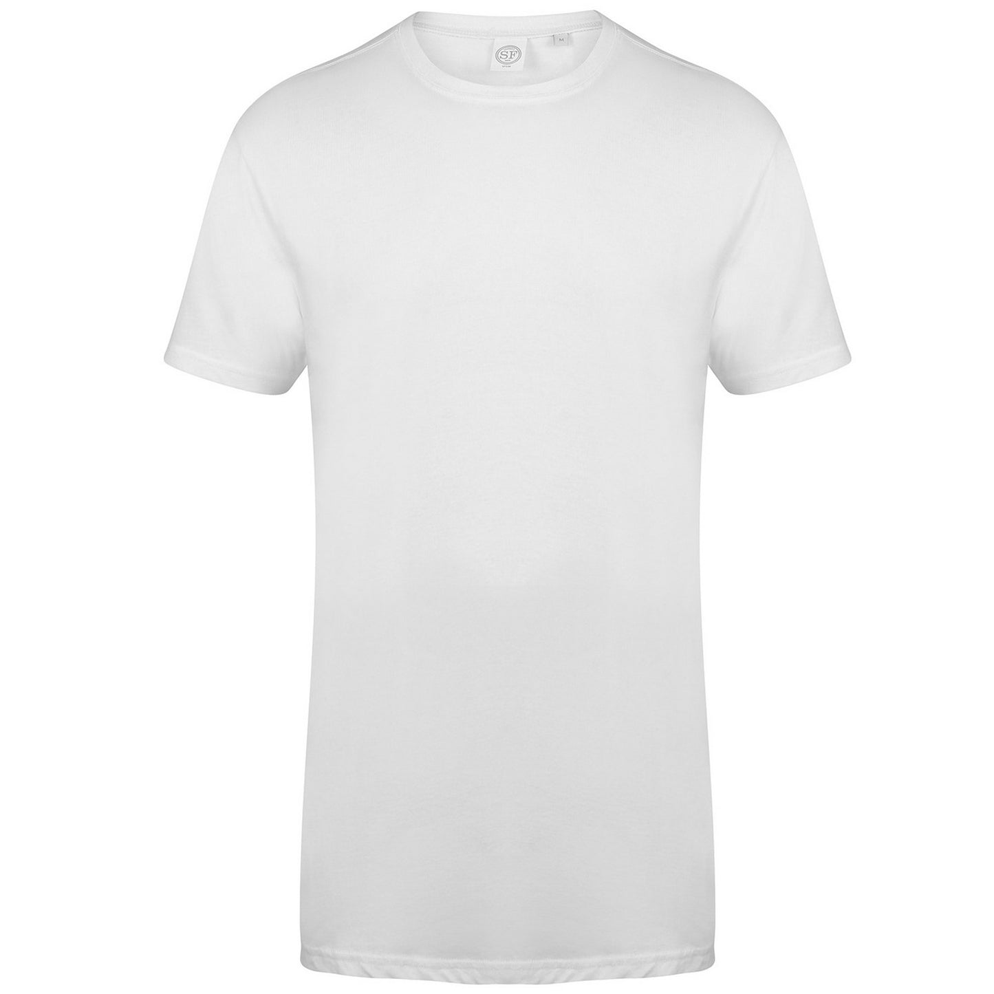 White - Front - SF Men Mens Dipped Hem Longline T-Shirt