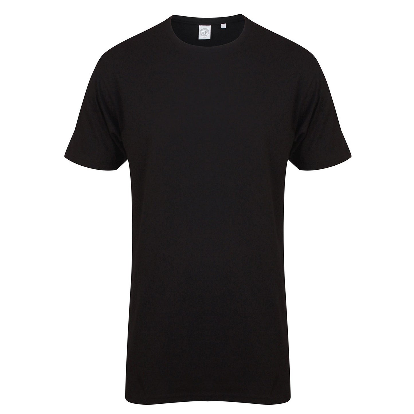 Black - Front - SF Men Mens Dipped Hem Longline T-Shirt