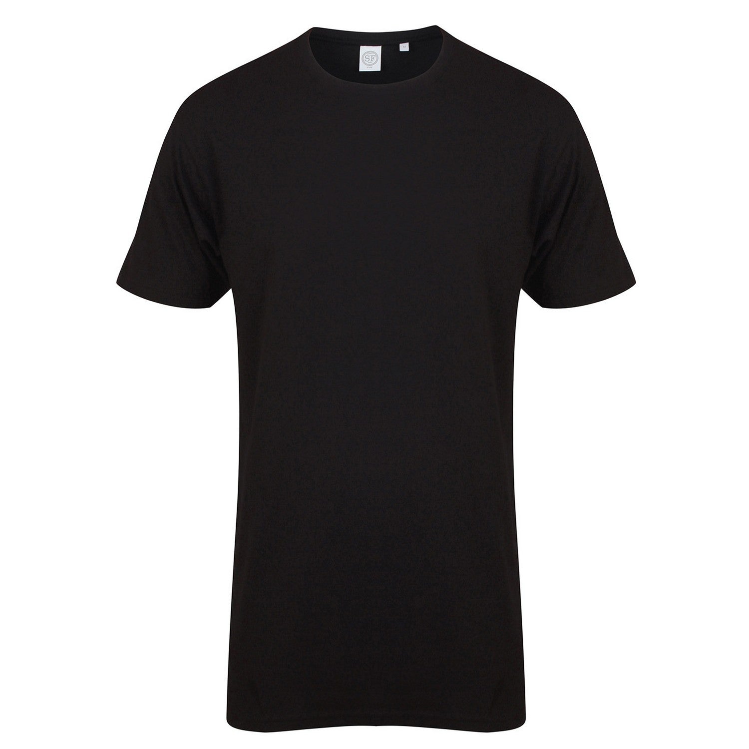 Black - Front - SF Men Mens Dipped Hem Longline T-Shirt