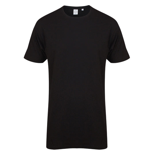 Black - Front - SF Men Mens Dipped Hem Longline T-Shirt