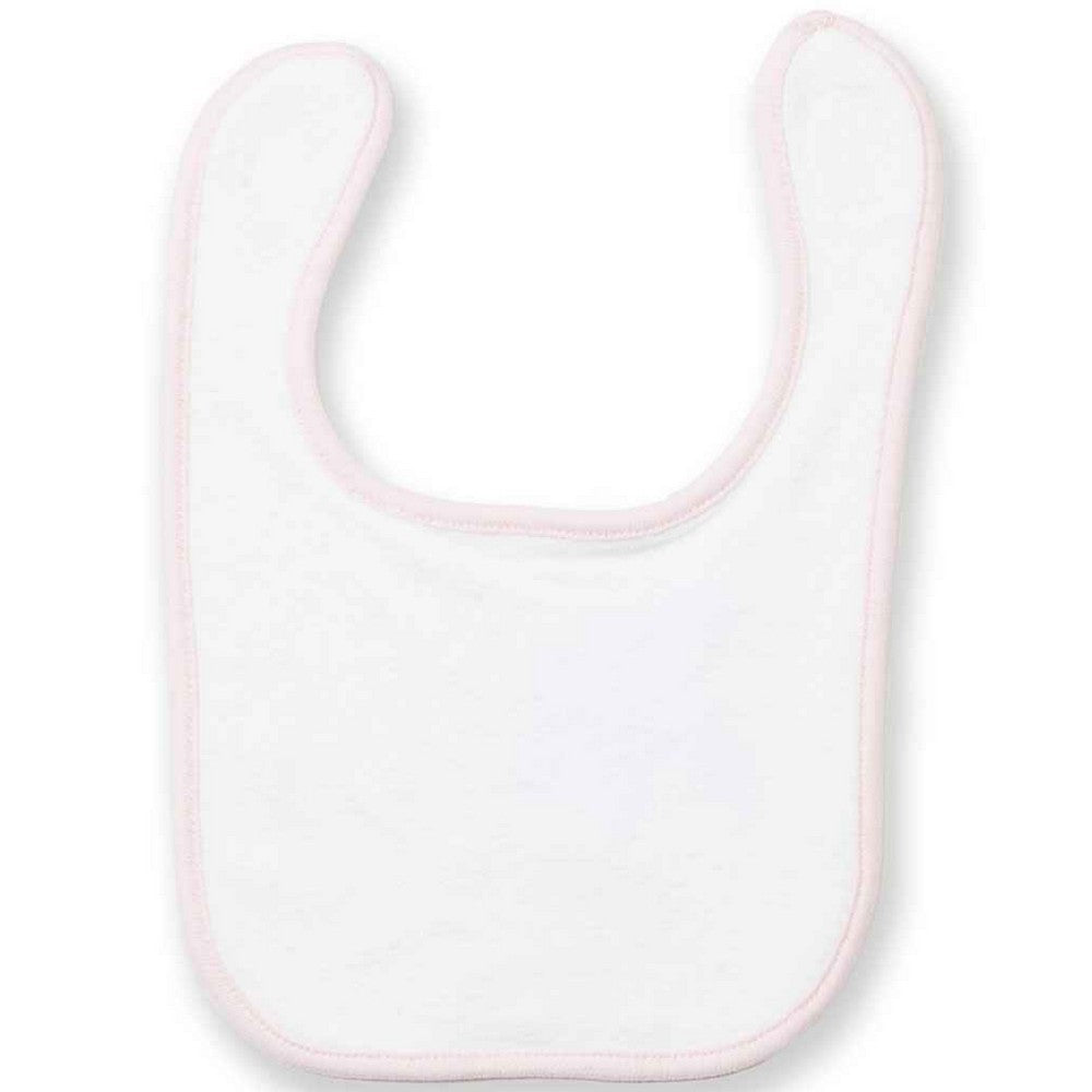 White-Pale Pink - Front - Larkwood Terrycloth Contrast Bib