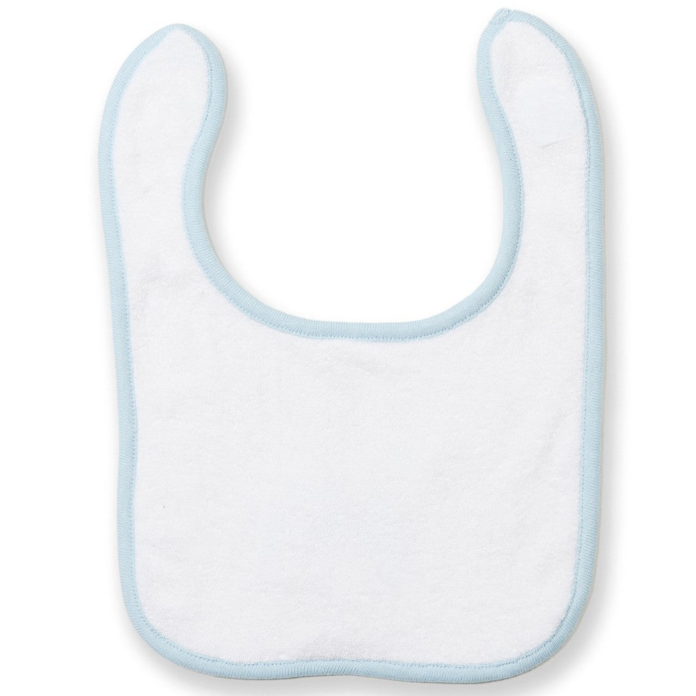 White-Pale Blue - Front - Larkwood Terrycloth Contrast Bib
