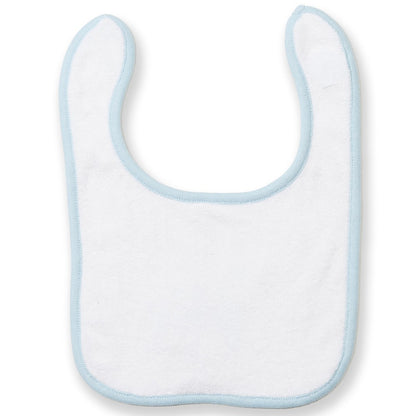 White-Pale Blue - Front - Larkwood Terrycloth Contrast Bib
