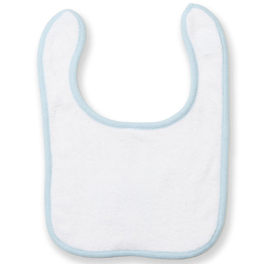 White-Pale Blue - Front - Larkwood Terrycloth Contrast Bib