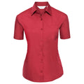 Classic Red - Front - Russell Collection Womens-Ladies Poplin Easy-Care Short-Sleeved Formal Shirt