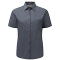 Convoy Grey - Front - Russell Collection Womens-Ladies Poplin Easy-Care Short-Sleeved Formal Shirt