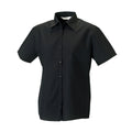 Black - Front - Russell Collection Womens-Ladies Poplin Easy-Care Short-Sleeved Formal Shirt