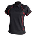 Black-Red - Front - Finden & Hales Womens-Ladies Piped Performance Polo Shirt