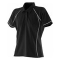 Black-White - Front - Finden & Hales Womens-Ladies Piped Performance Polo Shirt