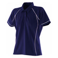 Navy-White - Front - Finden & Hales Womens-Ladies Piped Performance Polo Shirt