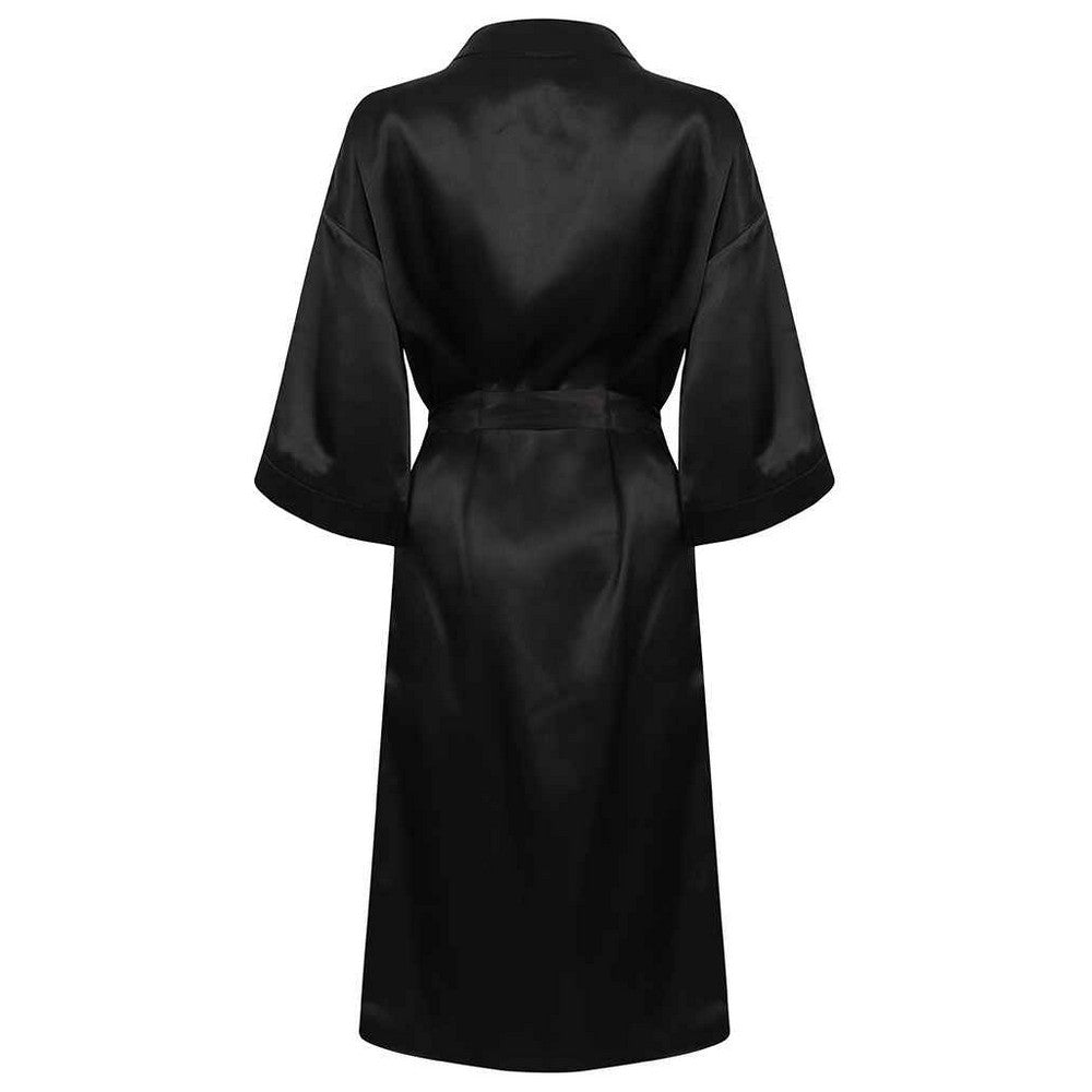 Black - Back - Towel City Womens-Ladies Satin Robe