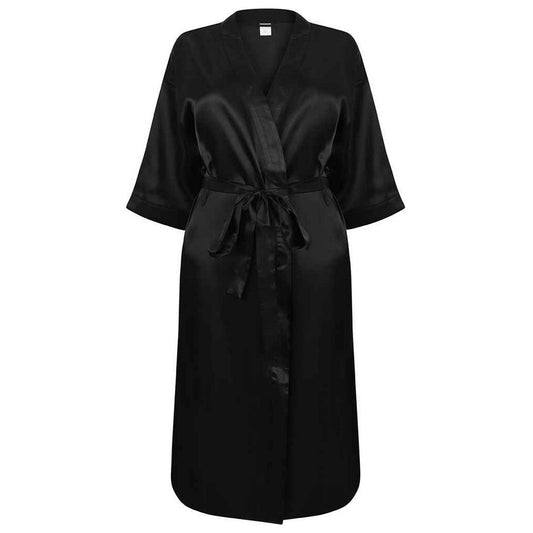 Black - Front - Towel City Womens-Ladies Satin Robe