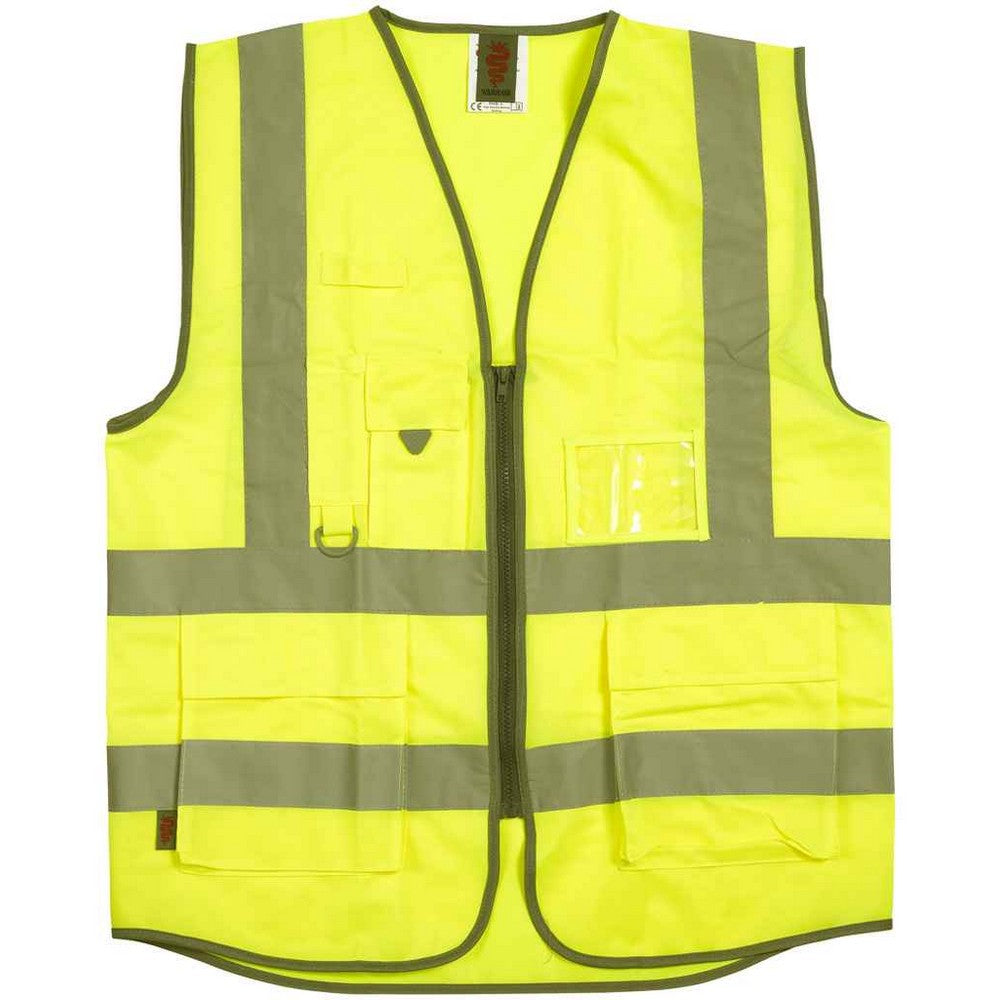 Yellow - Front - Warrior Unisex Adult Executive Hi-Vis Waistcoat