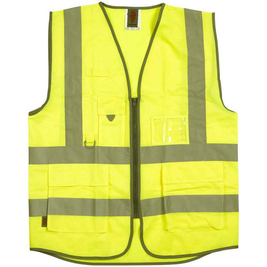 Yellow - Front - Warrior Unisex Adult Executive Hi-Vis Waistcoat