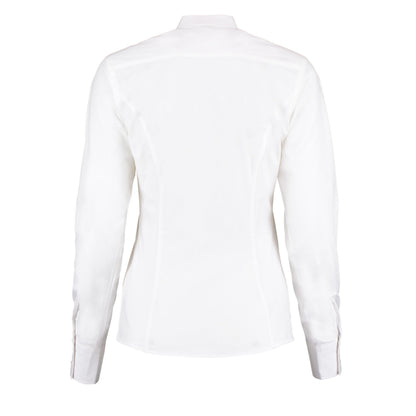 White - Back - Kustom Kit Womens-Ladies City Long-Sleeved Formal Shirt