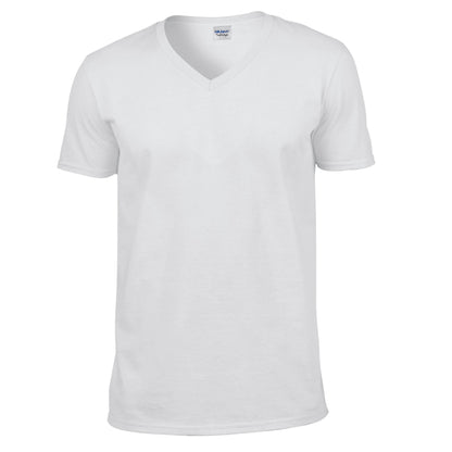 White - Front - Gildan Unisex Adult Softstyle V Neck T-Shirt