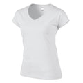 White - Side - Gildan Womens-Ladies Softstyle V Neck T-Shirt