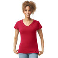 Cherry Red - Front - Gildan Womens-Ladies Softstyle V Neck T-Shirt