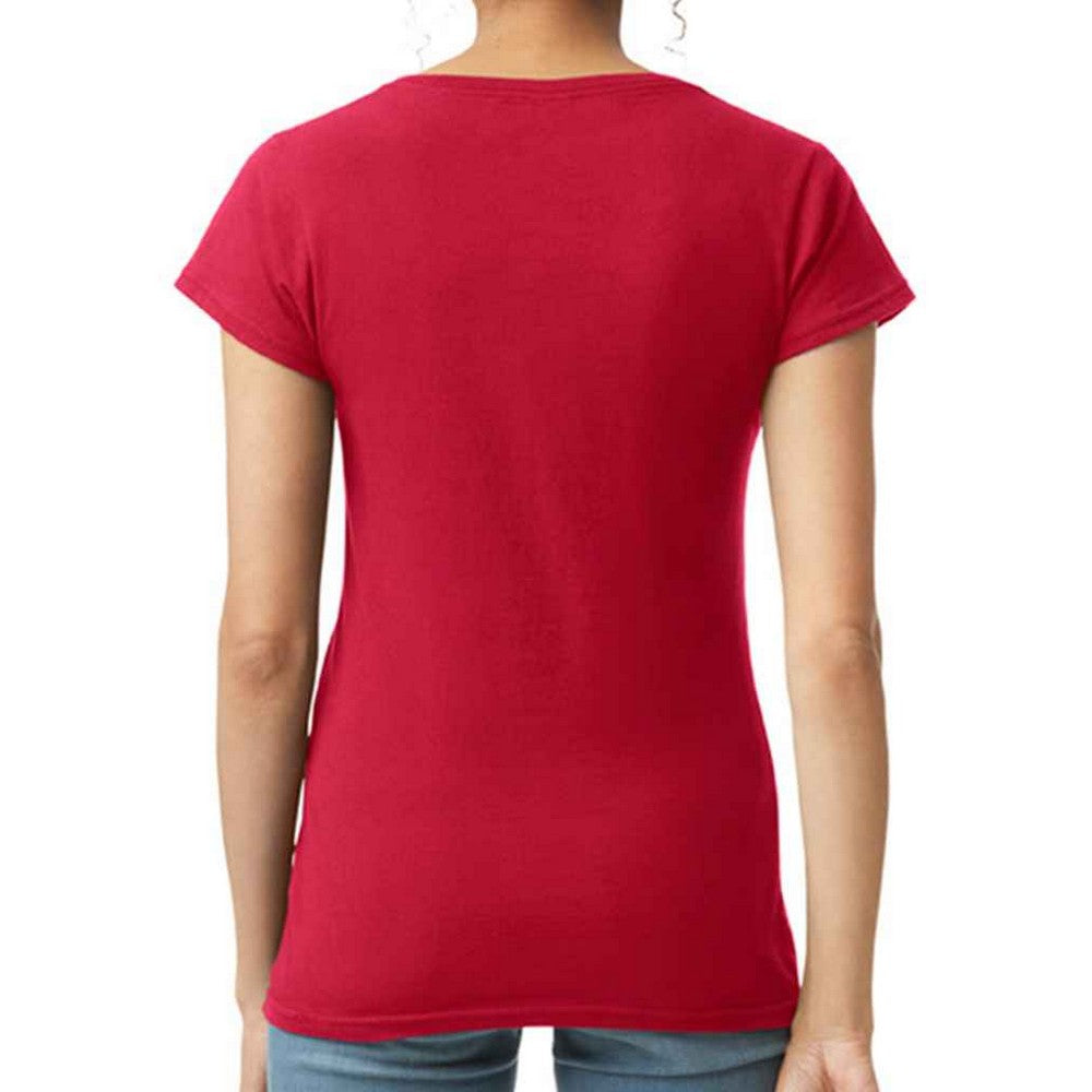 Cherry Red - Back - Gildan Womens-Ladies Softstyle V Neck T-Shirt