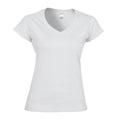 White - Front - Gildan Womens-Ladies Softstyle V Neck T-Shirt